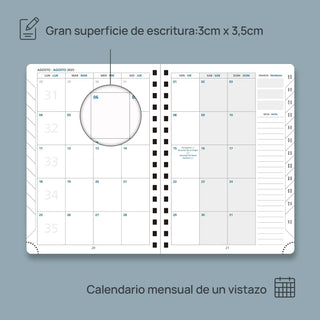 EU A5 Weekly View 2025-2026 Spiral Teacher Planner Vegan Leather Hardcover
