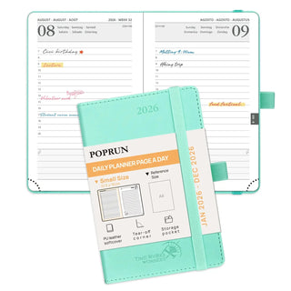 POPRUN 2026 Daily Planner Mint Green