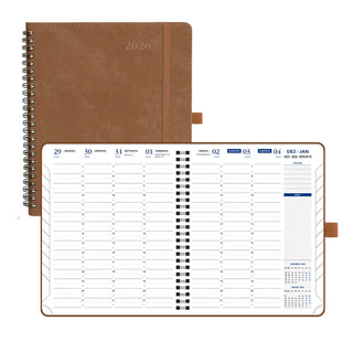 POPRUN 2026 Weekly Planner Brown