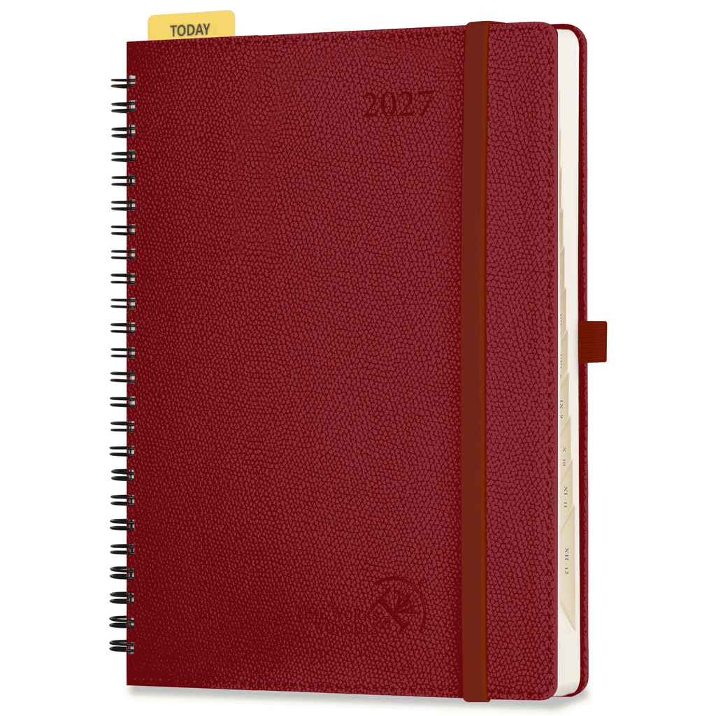 DE 21.8 cm × 16.4 cm 2027 Weekly Planner Spiral Hardcover| Horizontal Layout