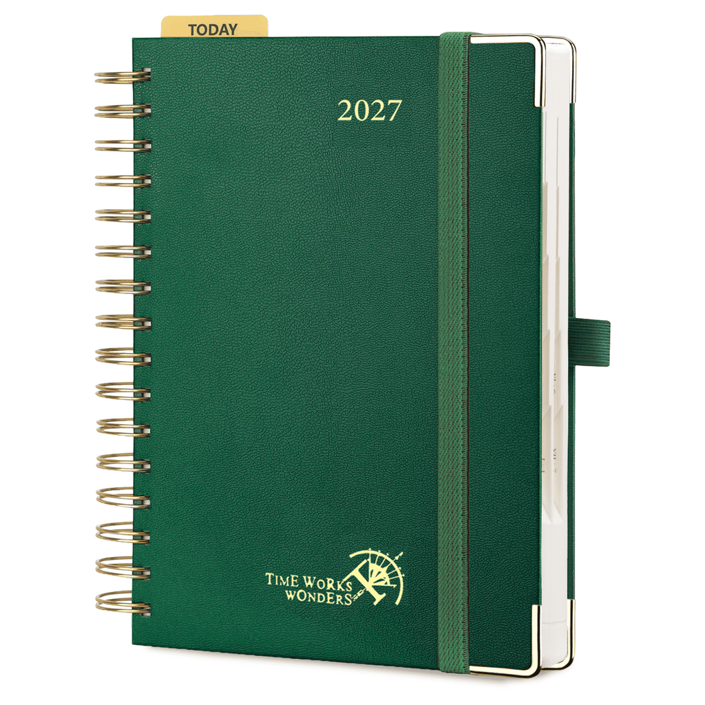 Agenda académica diaria DE tamaño A5 2026-2027, espiral, tapa dura