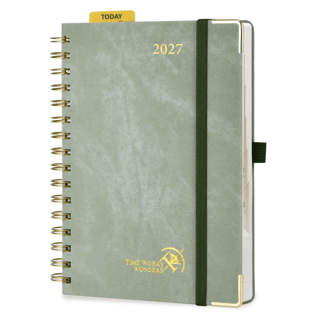 DE A5 Size Spiral 2027 Daily Planner Hardcover Calendar Planner