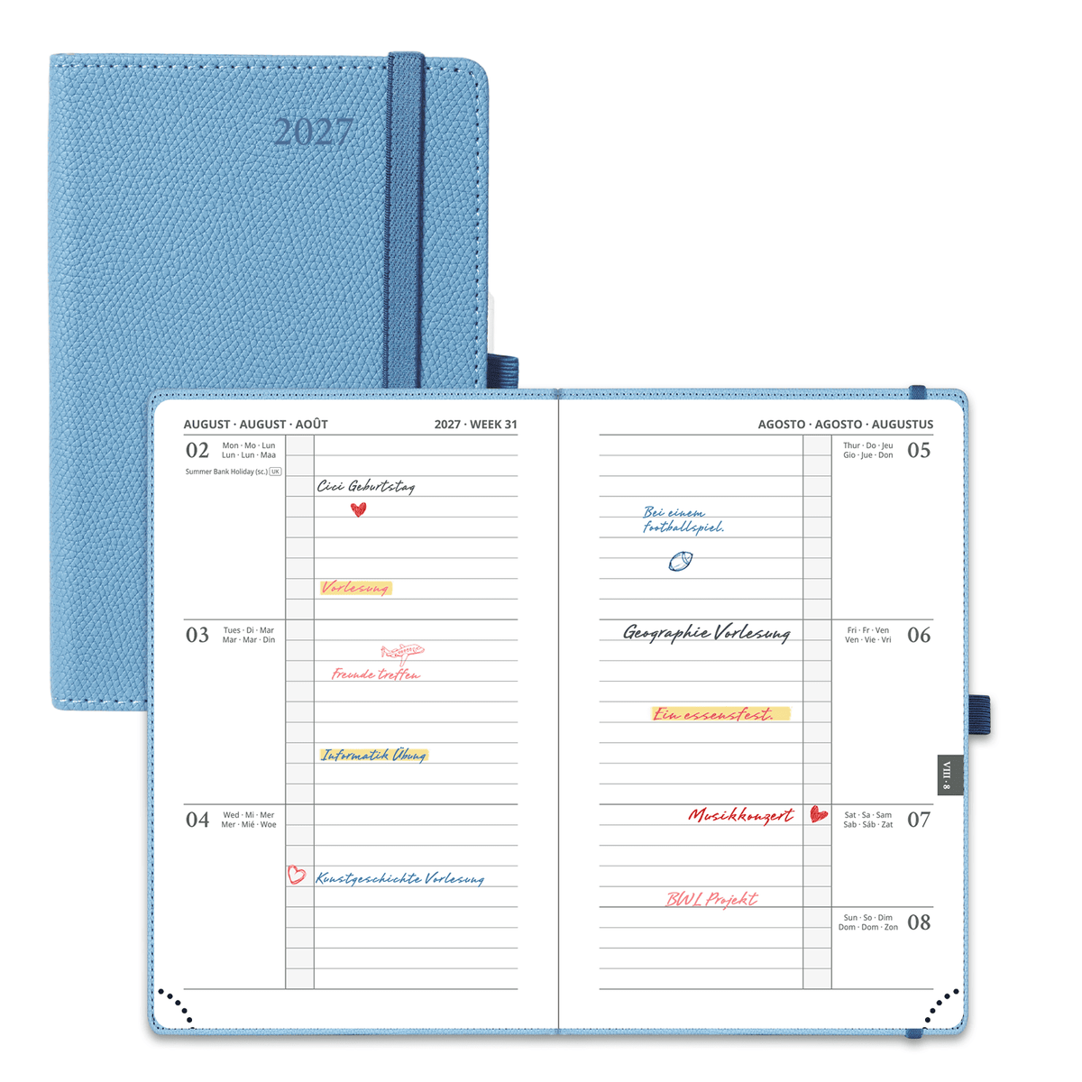 DE A6 Size 2027 Weekly planner Horizontal Layout Calendar Planner
