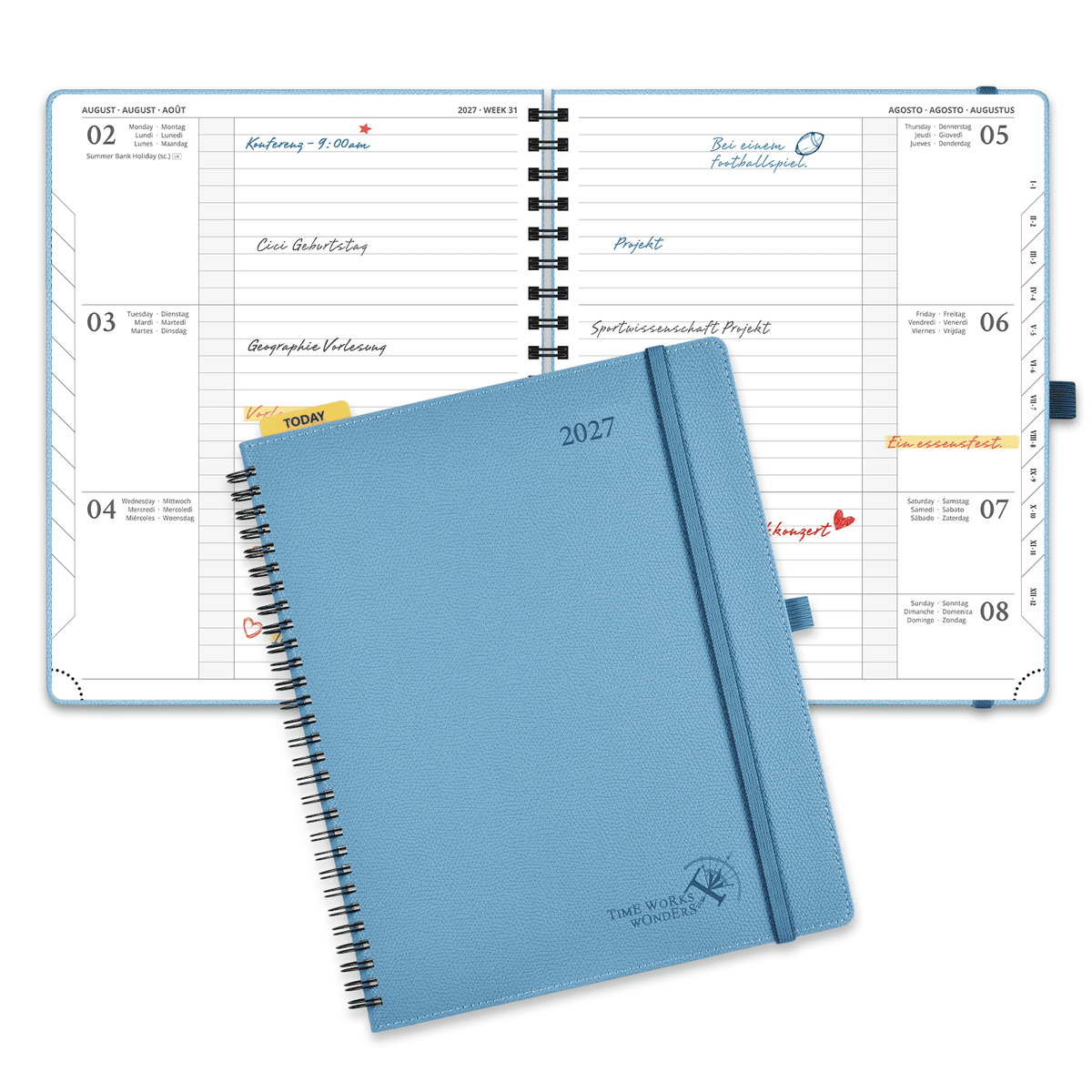 DE 25.9 cm × 21.2 cm 2027 Spiral Weekly Planner Horizontal Layout Calendar Planner