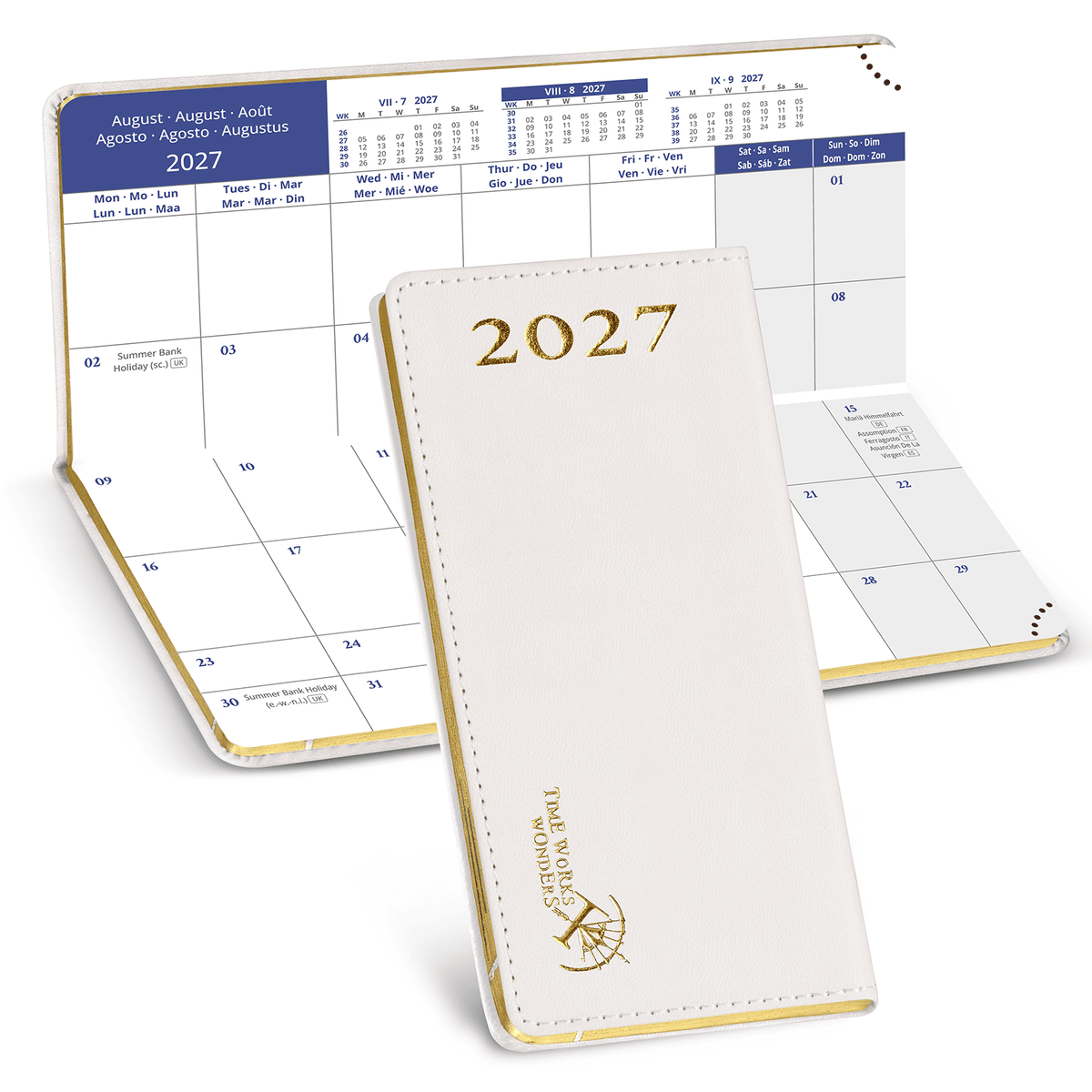 DE Pocket Mini Size 2027 Monthly Planner Premium Faux leather Neo Calendar
