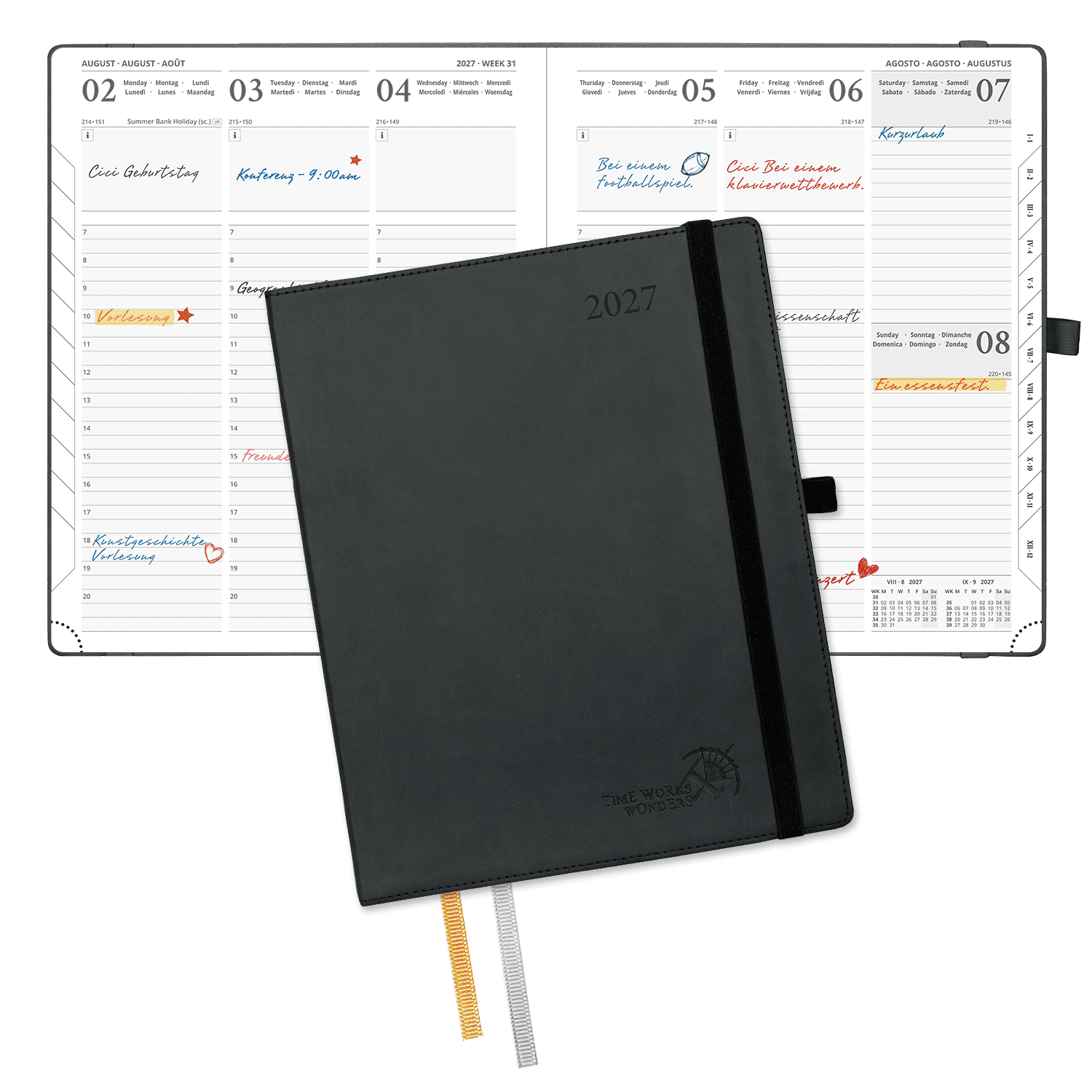 DE 25.9 cm × 21.2 cm 2027 Weekly Calendar Planner (January–December) Soft Cover