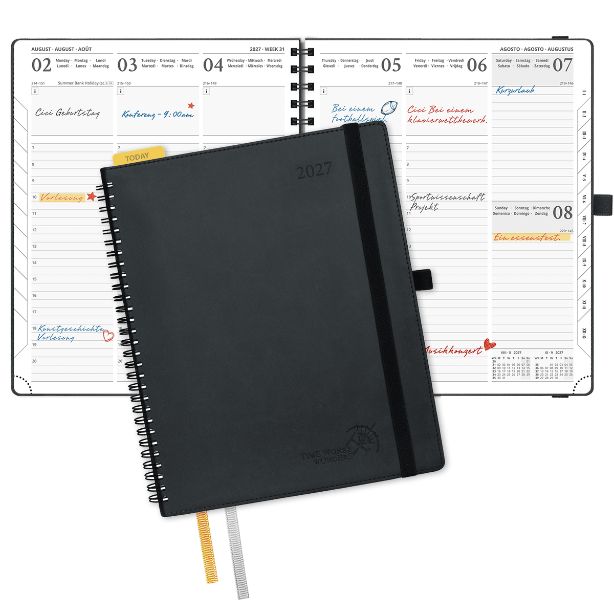DE Large Size 2027 Spiral Weekly Calendar Planner (January–December) Soft Cover