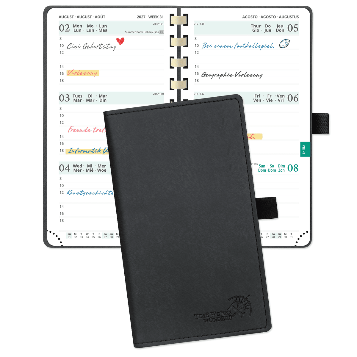 DE Pocket Size 2027 Spiral Weekly Calendar Planner Soft Cover