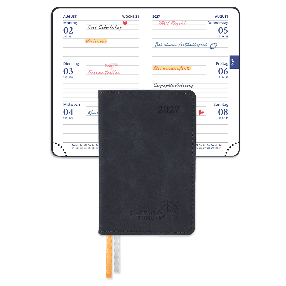 DE Mini Size 2027 Weekly Planner SoftCover Calendar Planner