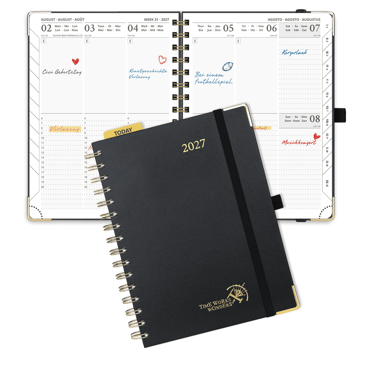 DE A5 Size 2027 Spiral Weekly Planner (January–December) Hardcover
