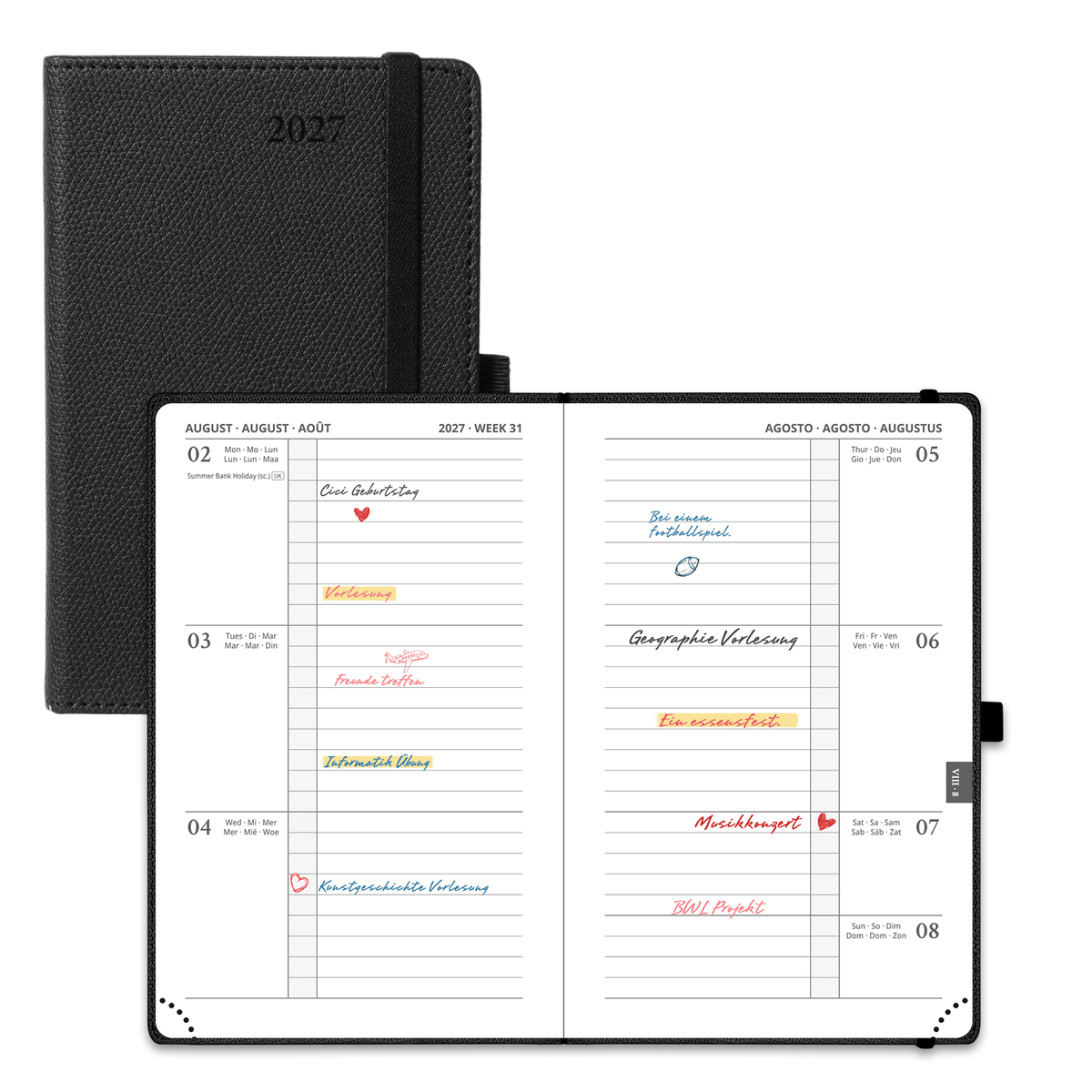 DE A6 Size 2027 Weekly planner Horizontal Layout Calendar Planner