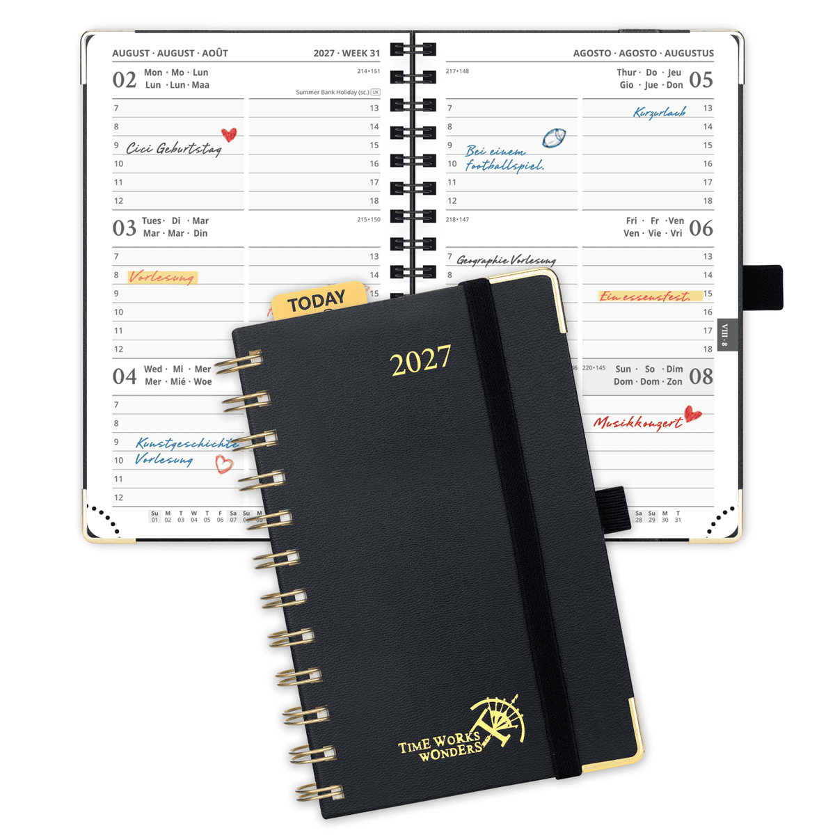 DE A6 Size 2027 Spiral Weekly Planner (January–December) Hardcover