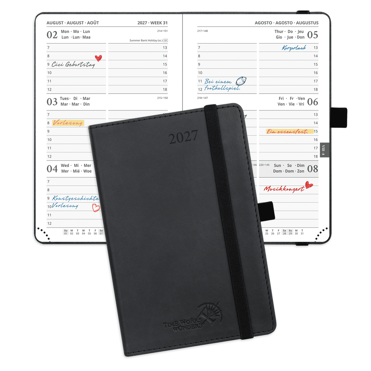 DE A6 Size 2027 Weekly Calendar Planner (January–December) Soft Cover
