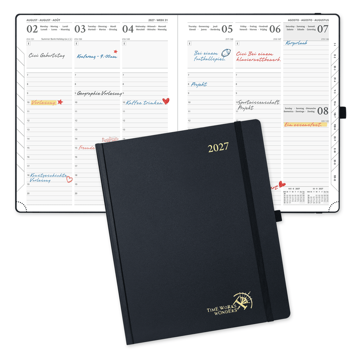 DE 25.9 cm × 21.2 cm 2027 Weekly Planner (January–December) Hardcover