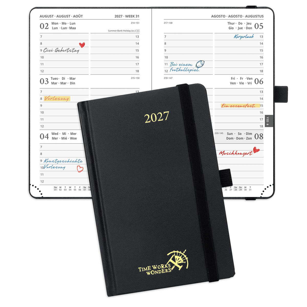 DE A6 Size 2027 Weekly Planner (January–December) Hardcover