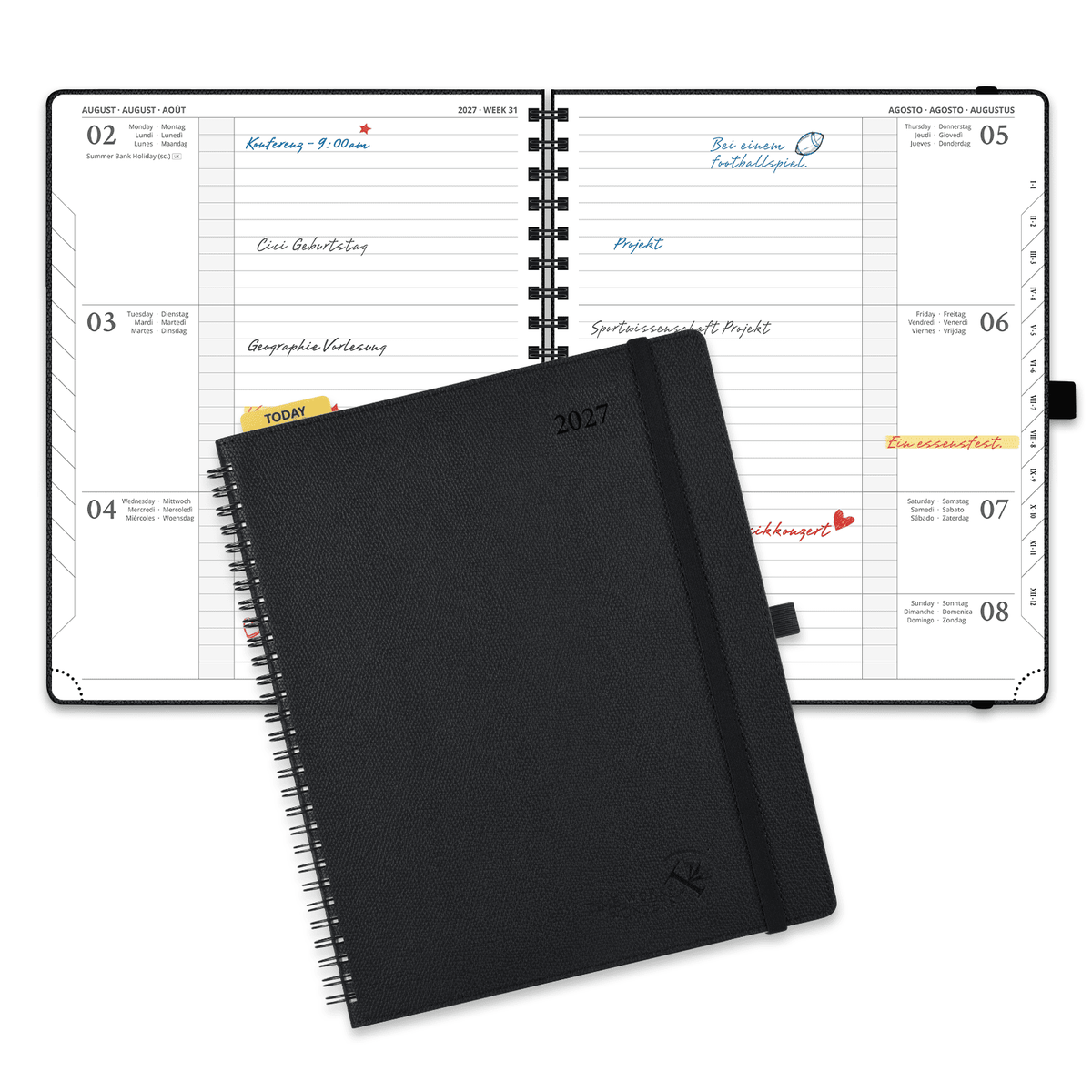 DE 25.9 cm × 21.2 cm 2027 Spiral Weekly Planner Horizontal Layout Calendar Planner
