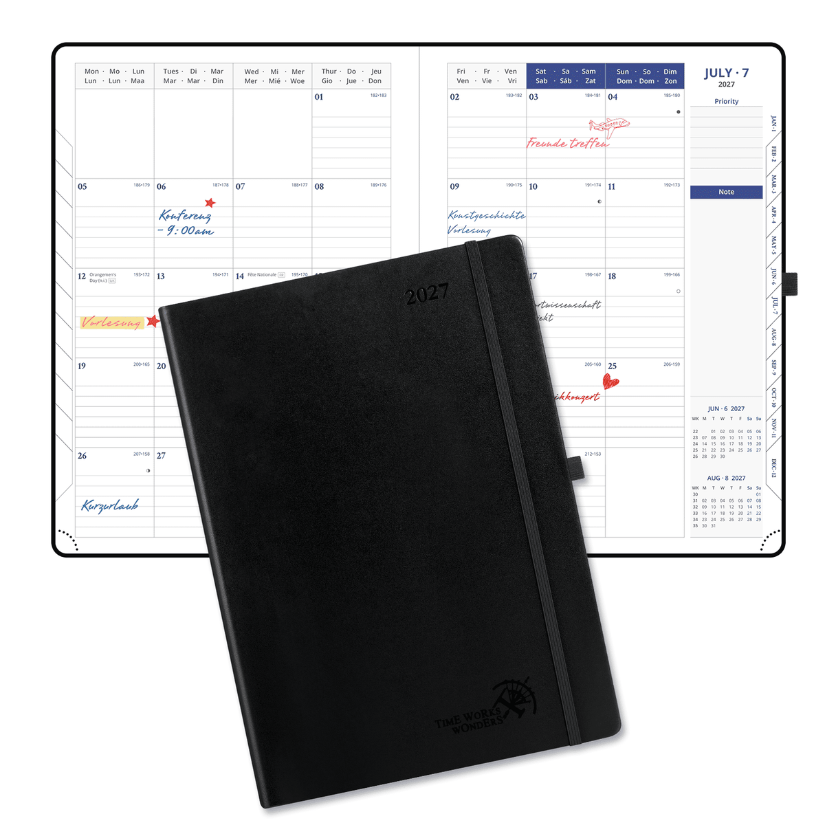 DE A4 Size 2027 Daily Planner Hardcover Calendar Book