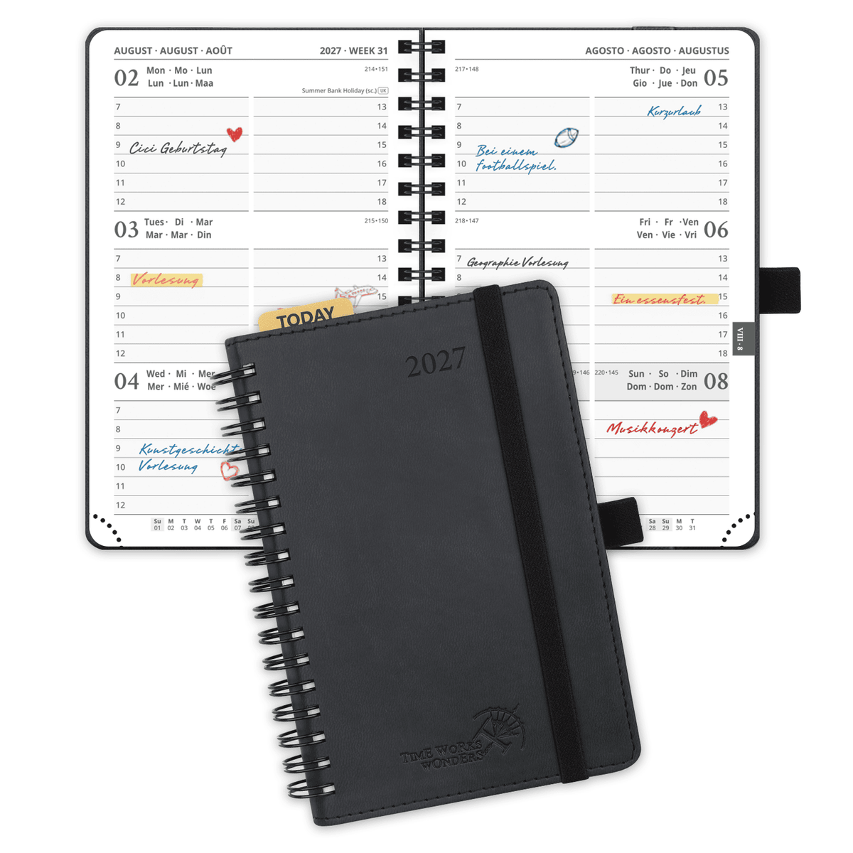 DE A6 Size 2027 Spiral Weekly Calendar Planner (January–December) Soft Cover