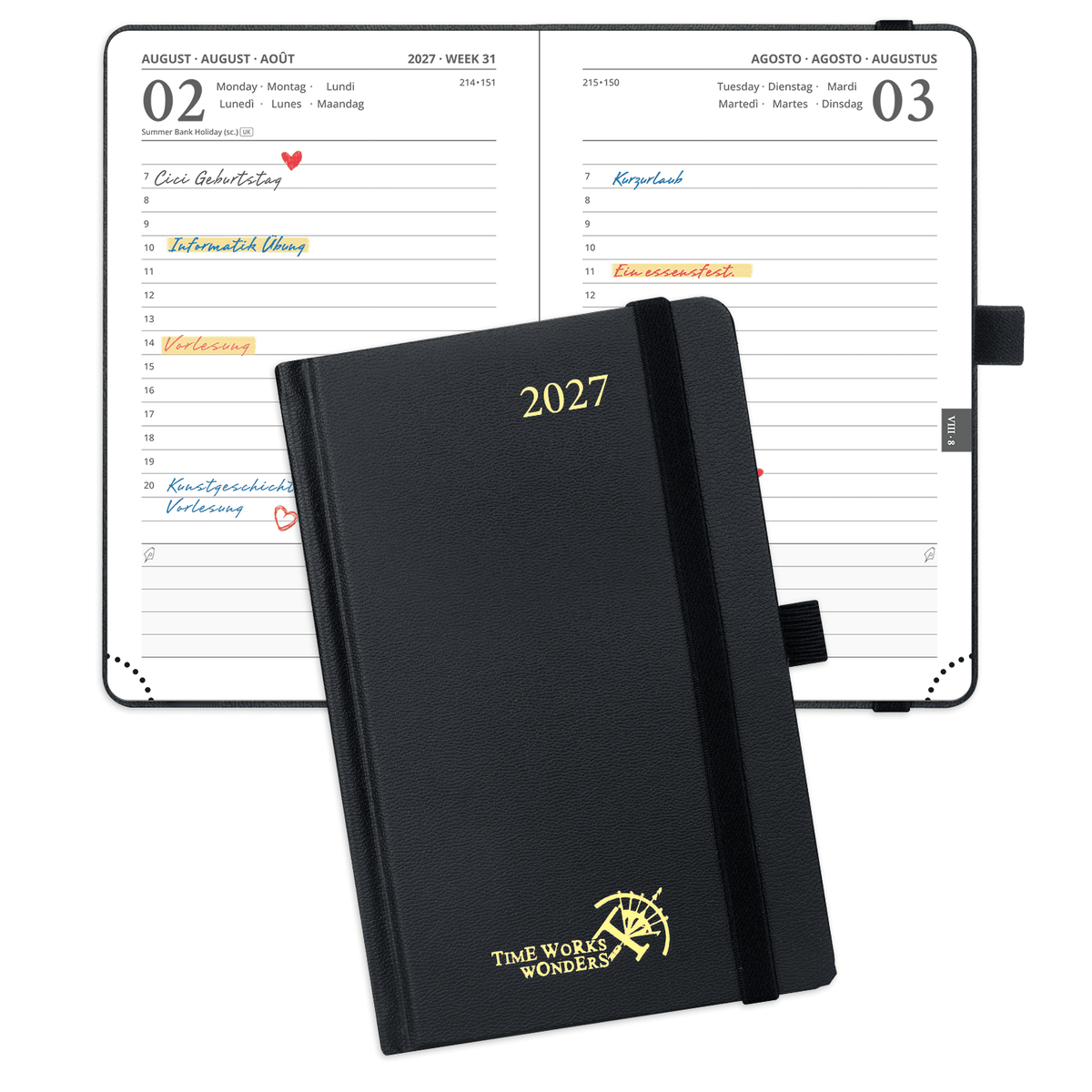 DE A6 Size 2027 Daily Planner  (January–December) Hardcover