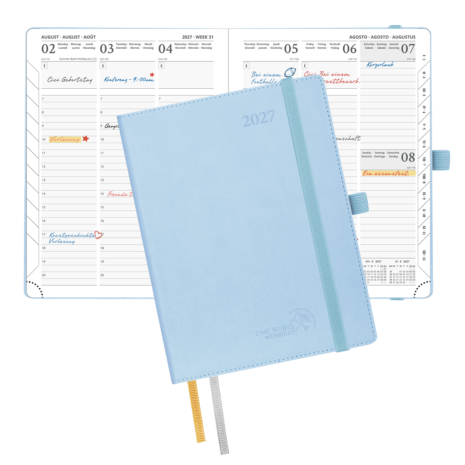 DE 21.8 cm × 16.4 cm 2027 Weekly Planner Softcover Calendar Planner