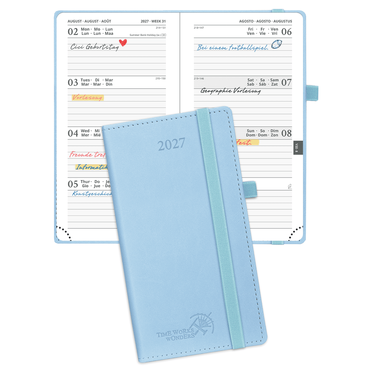 DE Pocket Size 2027 Weekly Planner Hard Cover Calendar Planner