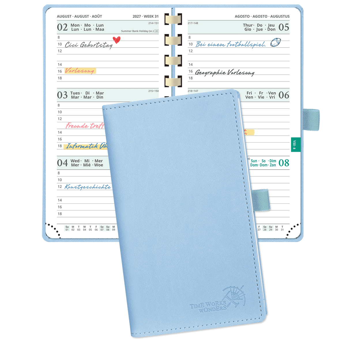 DE Pocket Size 2027 Spiral Weekly Calendar Planner Soft Cover