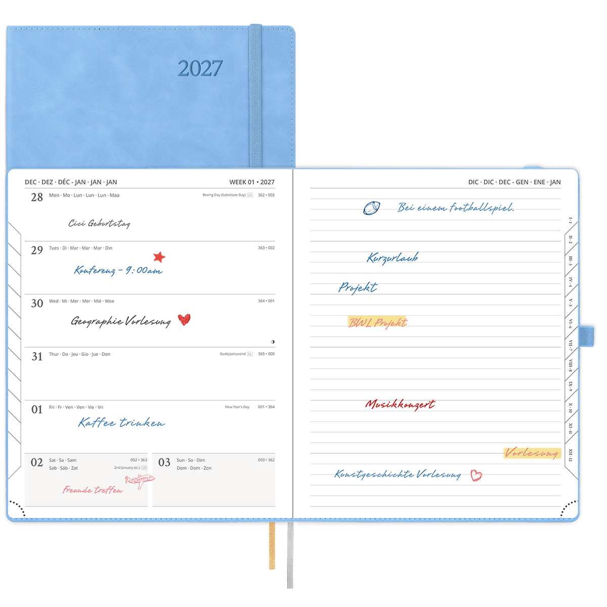ES Agenda académica semanal 26.5 cm × 21.5 cm 2026-2027 Tapa dura