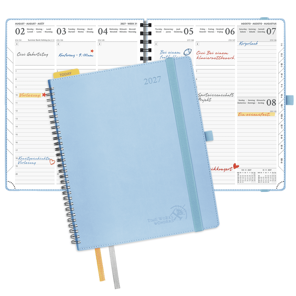 DE Large Size 2027 Spiral Weekly Calendar Planner (January–December) Soft Cover