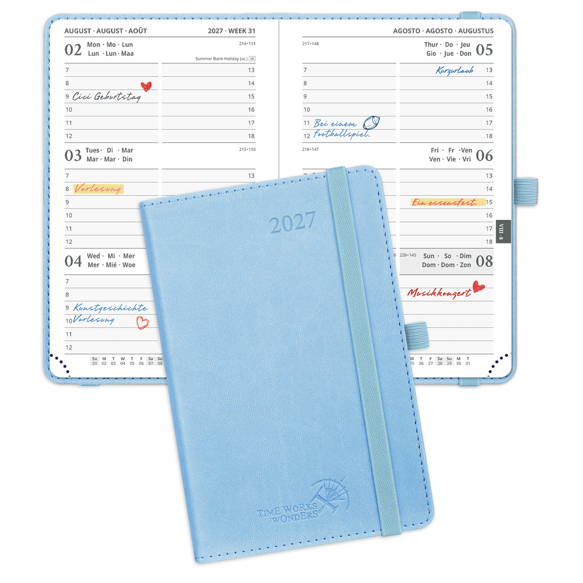 DE A6 Size 2027 Weekly Calendar Planner (January–December) Soft Cover