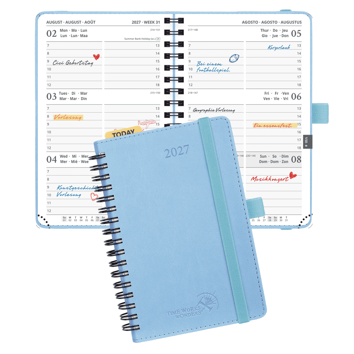 DE A6 Size 2027 Spiral Weekly Calendar Planner (January–December) Soft Cover