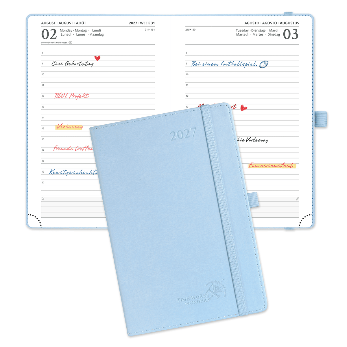 DE A5 Size 2027 Daily Planner Softcover Calendar Planner