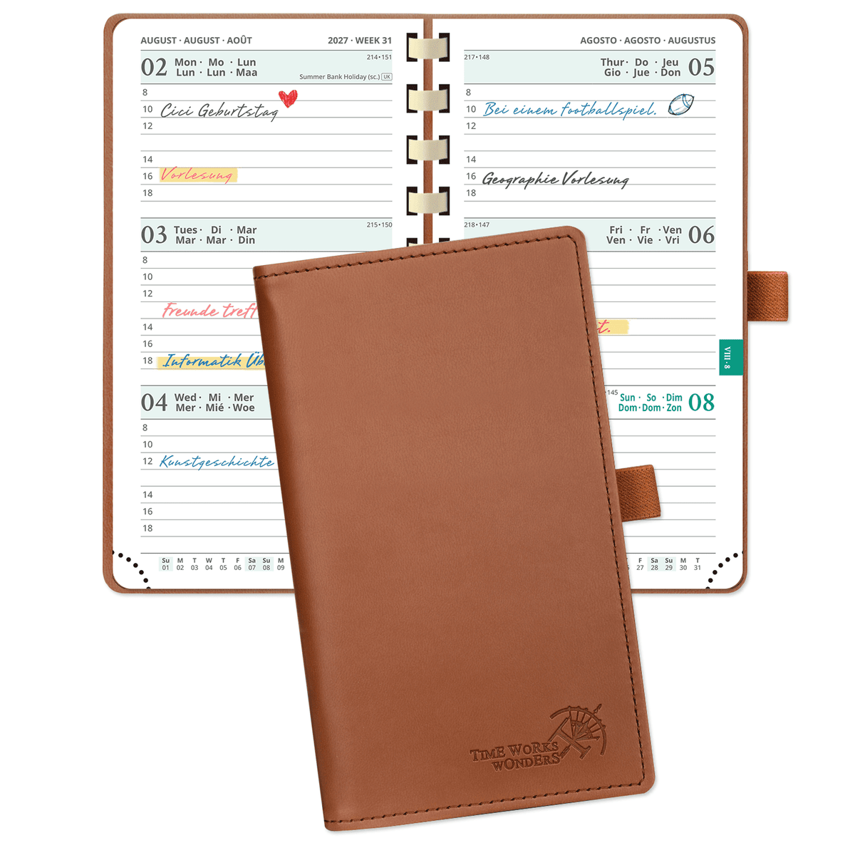 DE Pocket Size 2027 Spiral Weekly Calendar Planner Soft Cover