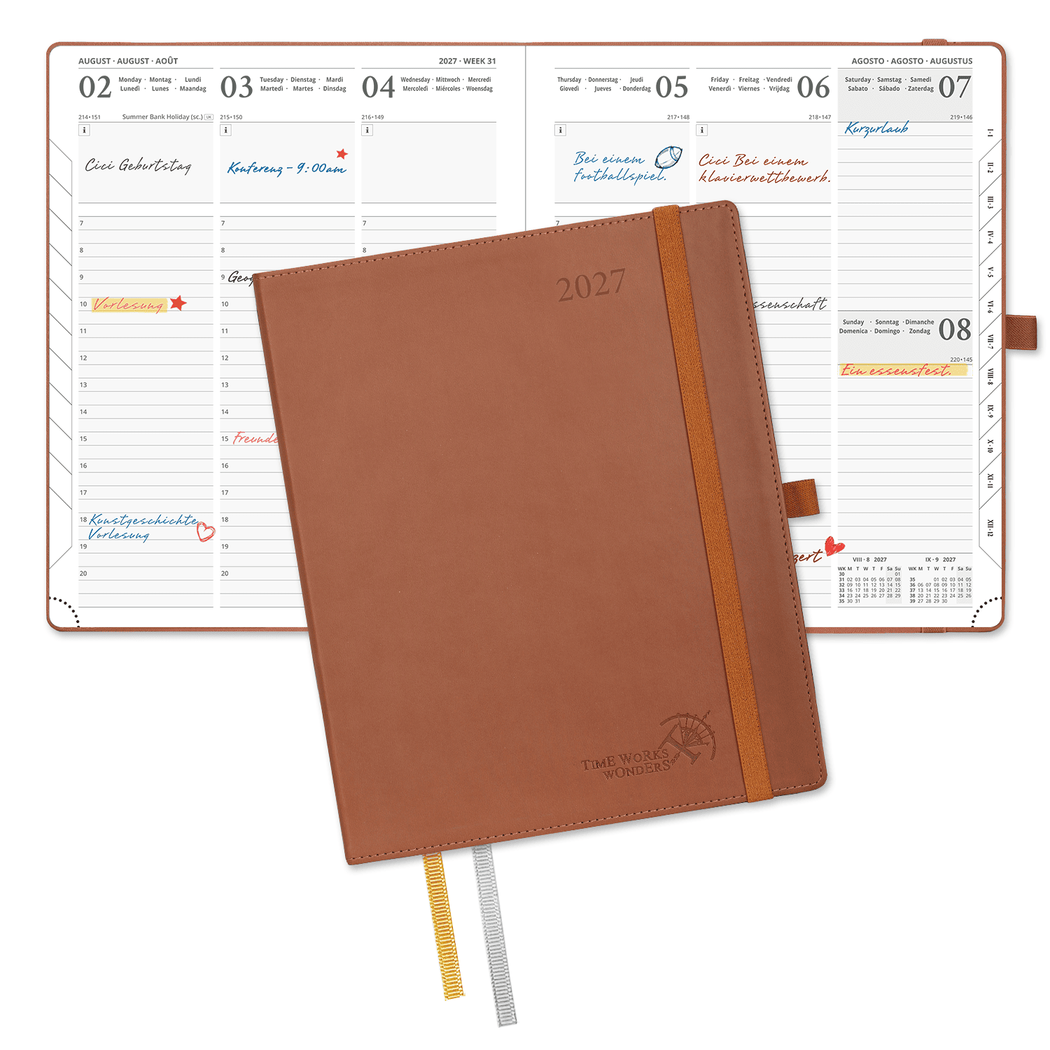 DE 25.9 cm × 21.2 cm 2027 Weekly Calendar Planner (January–December) Soft Cover