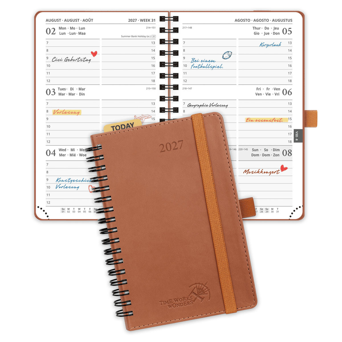 DE A6 Size 2027 Spiral Weekly Calendar Planner (January–December) Soft Cover