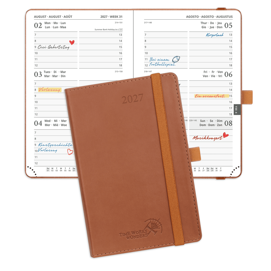 DE A6 Size 2027 Weekly Calendar Planner (January–December) Soft Cover