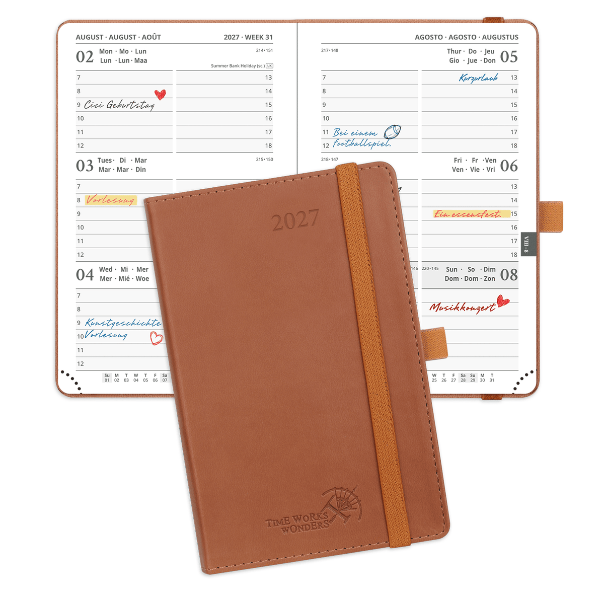 DE A6 Size 2027 Weekly Calendar Planner (January–December) Soft Cover