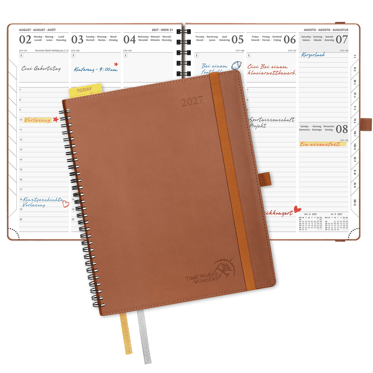 DE Large Size 2027 Spiral Weekly Calendar Planner (January–December) Soft Cover