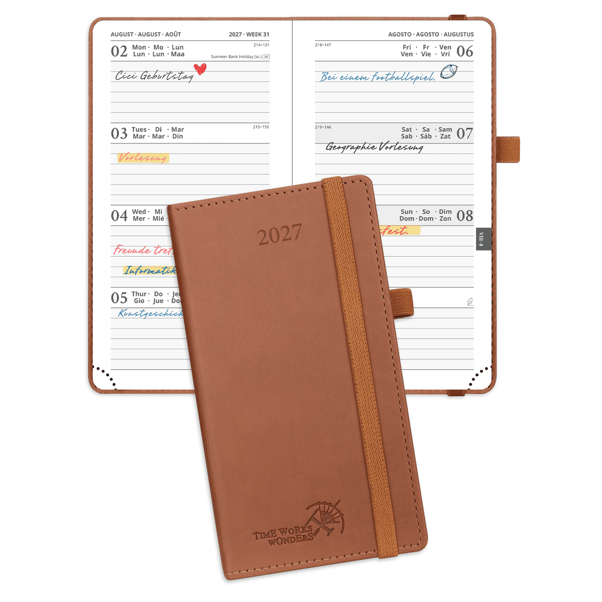 DE Pocket Size 2027 Weekly Planner Hard Cover Calendar Planner