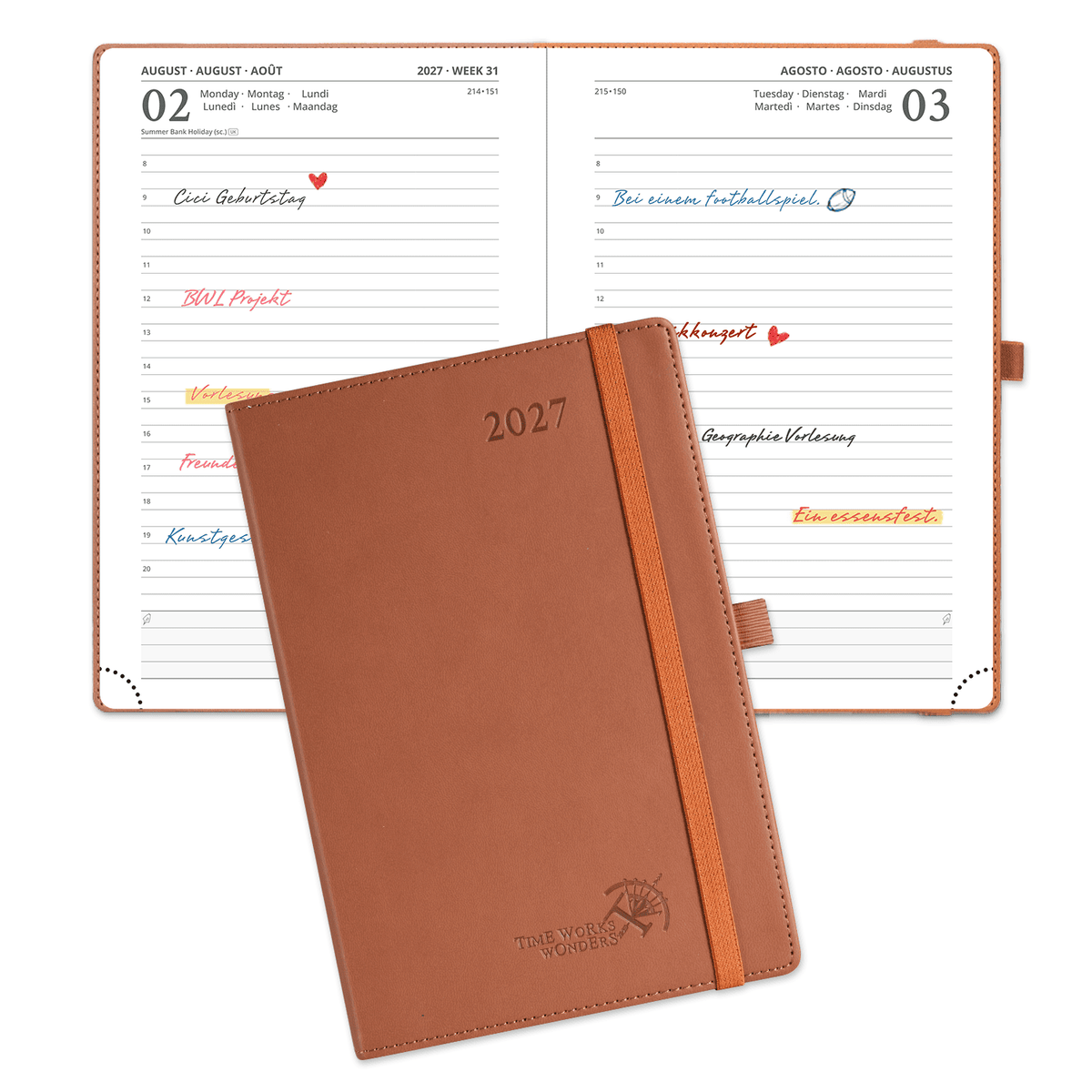 DE A5 Size 2027 Daily Planner Softcover Calendar Planner