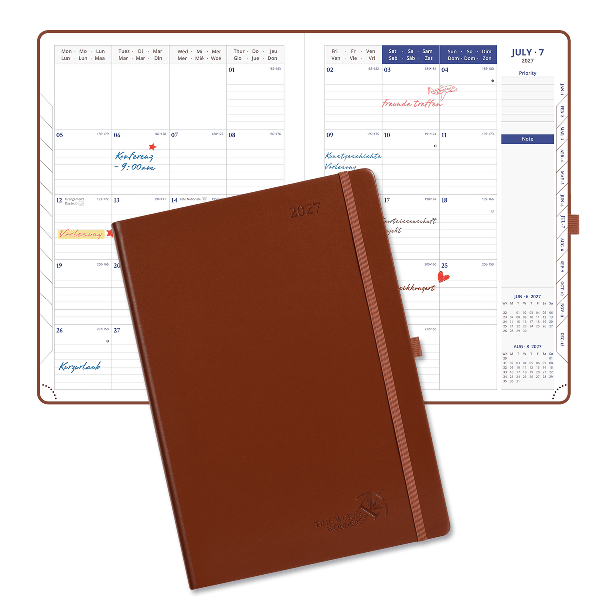 DE A4 Size 2027 Daily Planner Hardcover Calendar Book