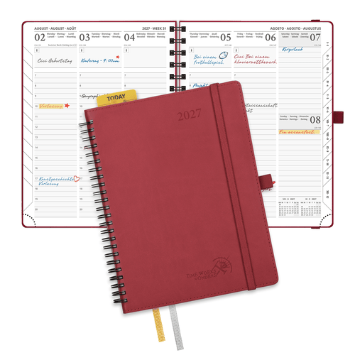 DE 21.8cm x 16.4 2027 Spiral Weekly Calendar Planner (January–December) Soft Cover
