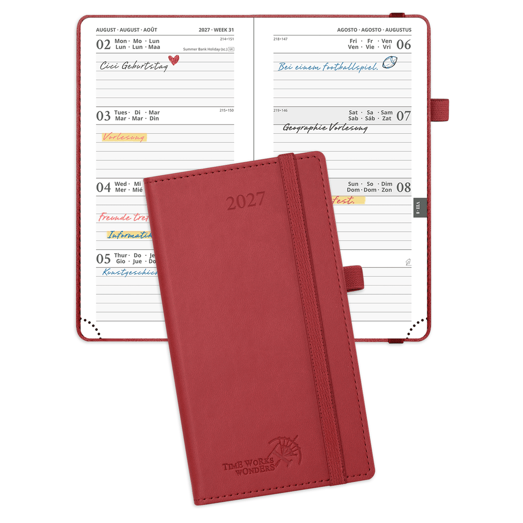 DE Pocket Size 2027 Weekly Planner Hard Cover Calendar Planner