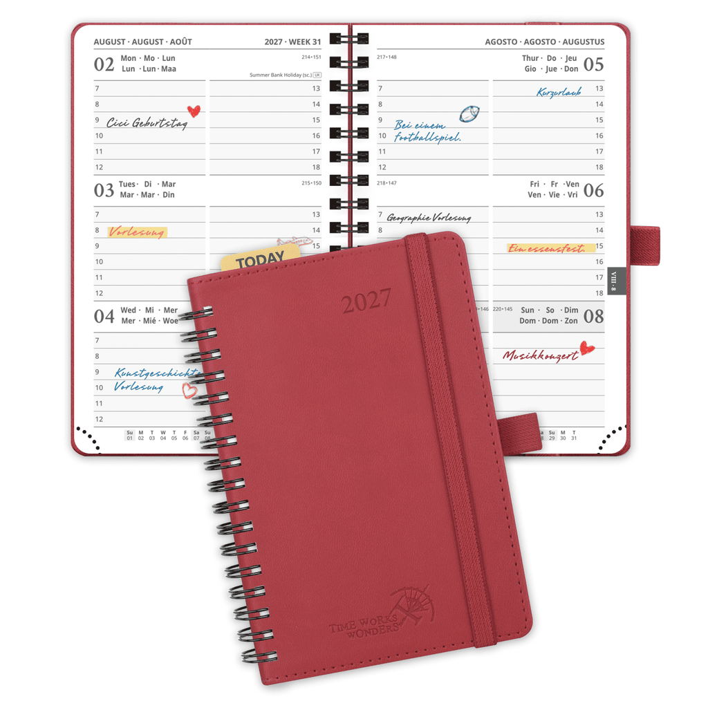 DE A6 Size 2027 Spiral Weekly Calendar Planner (January–December) Soft Cover
