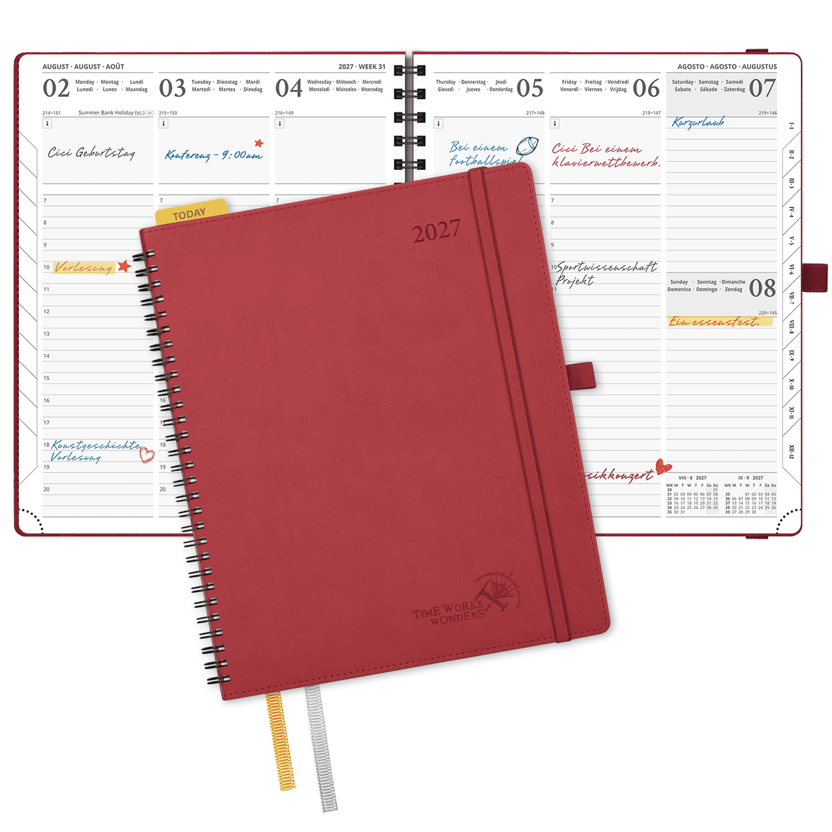 DE Large Size 2027 Spiral Weekly Calendar Planner (January–December) Soft Cover