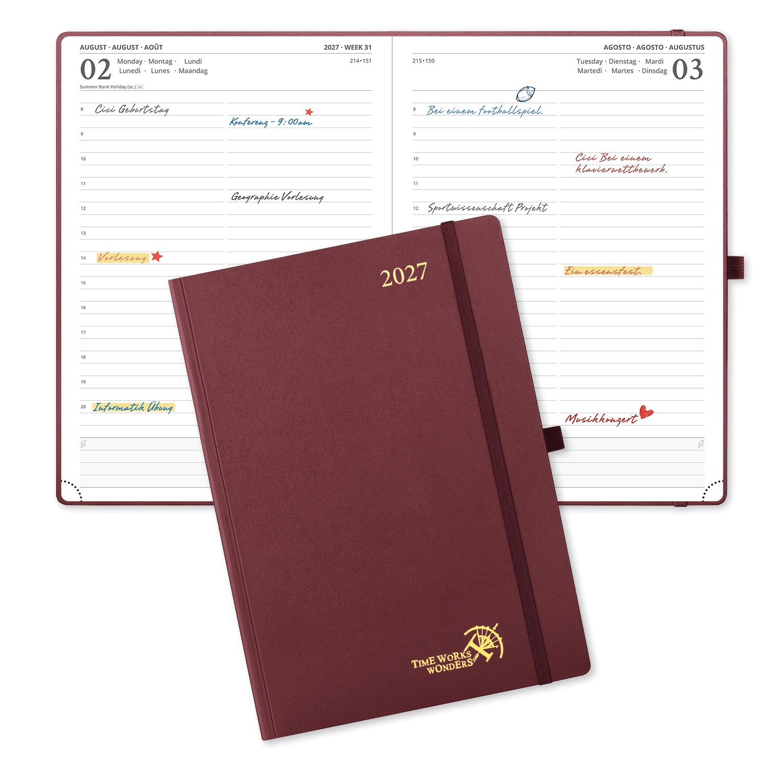 DE A4 Size 2027 Daily Planner  (January–December) Hardcover