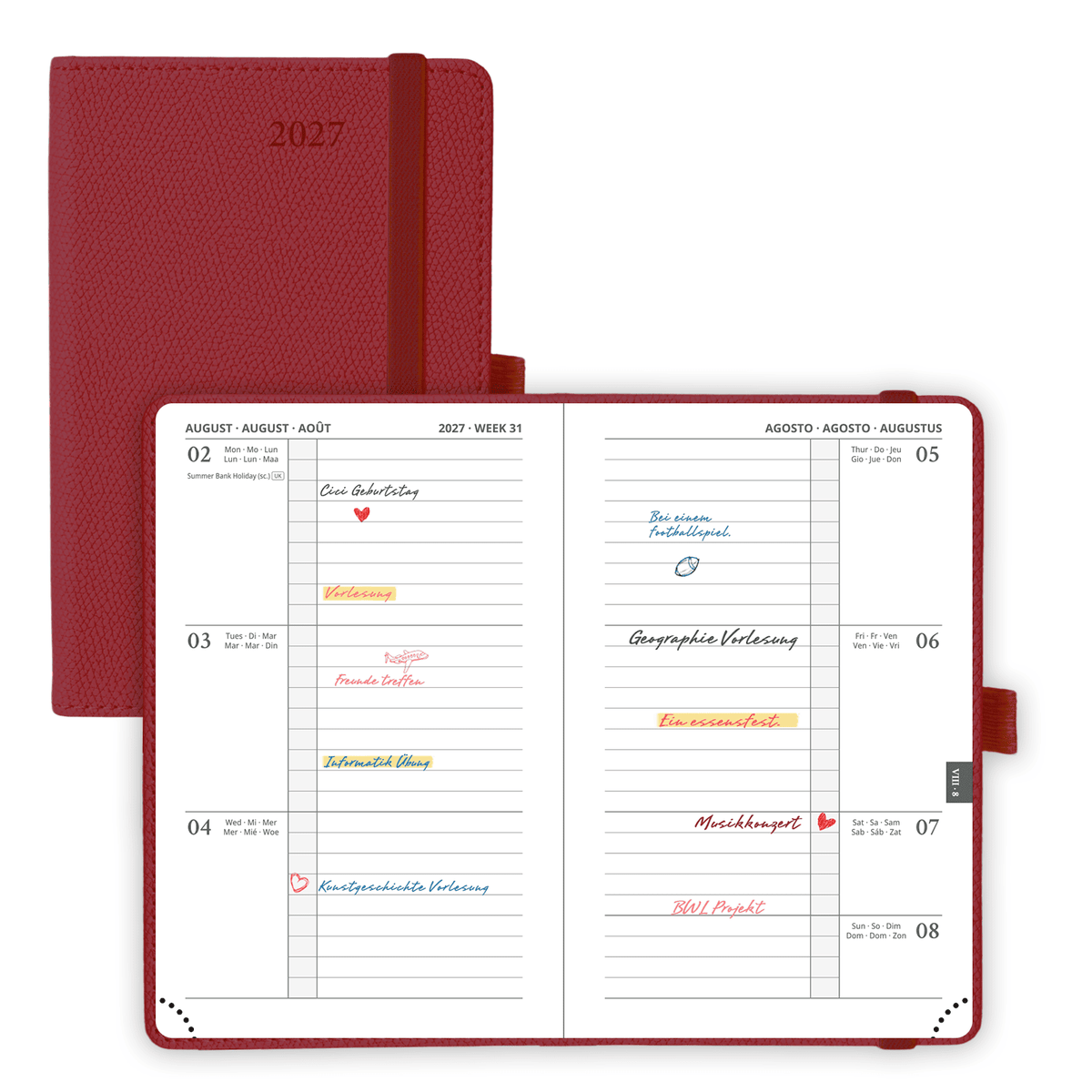 DE A6 Size 2027 Weekly planner Horizontal Layout Calendar Planner