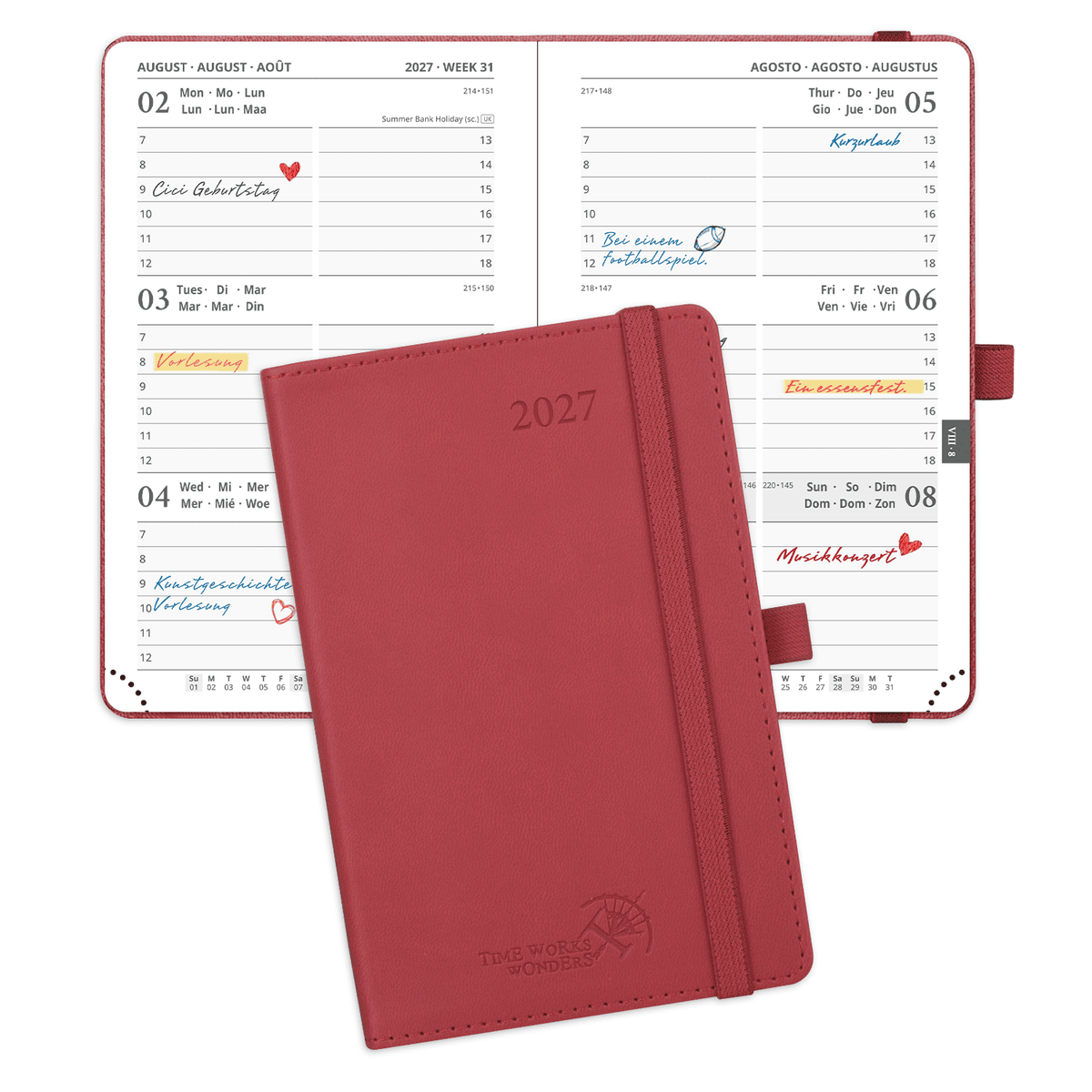 DE A6 Size 2027 Weekly Calendar Planner (January–December) Soft Cover