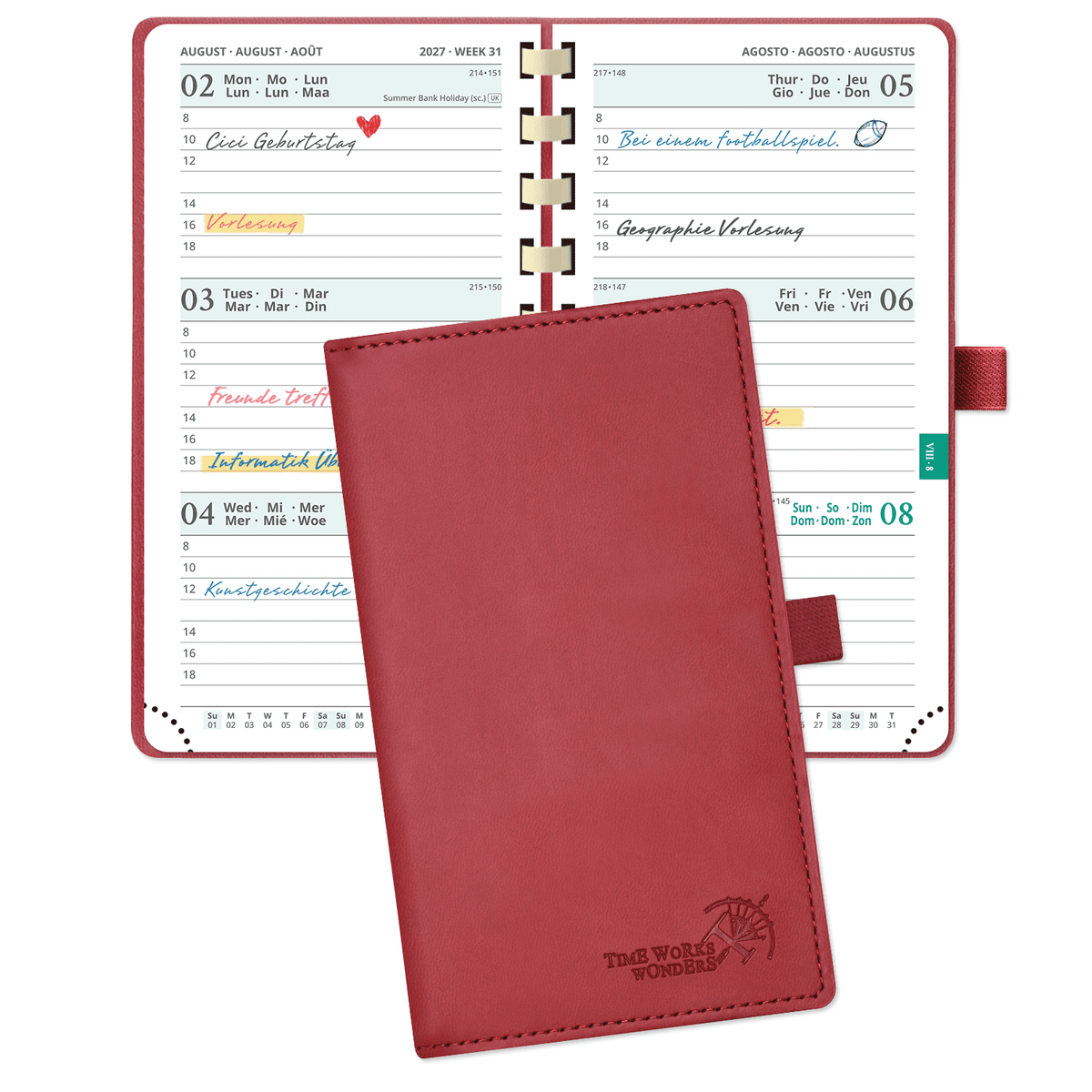DE Pocket Size 2027 Spiral Weekly Calendar Planner Soft Cover