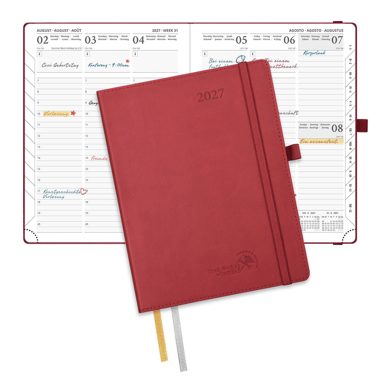 DE 21.8 cm × 16.4 cm 2027 Weekly Planner Softcover Calendar Planner