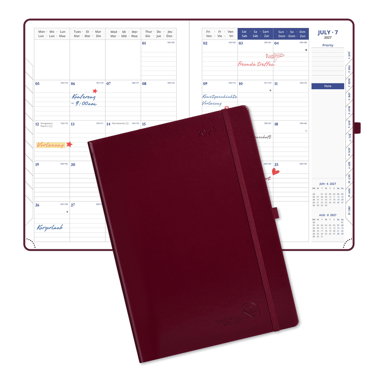 DE A4 Size 2027 Daily Planner Hardcover Calendar Book